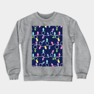 Christmas Lights Pattern On Blue Crewneck Sweatshirt